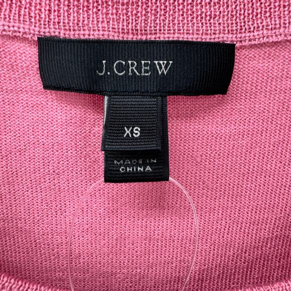 J Crew Sweater Womens XS Pink Merino Wool Knit Pullover 3/4 Sleeve Preppy NEW - Picture 2 of 9